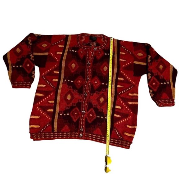 Vtg Perez 100% Baby Alpaca Hand Made Peru Southwest Aztec Oversized Cardigan L - Picture 4 of 14